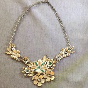 Stunning silver and teal-rhinestone necklace